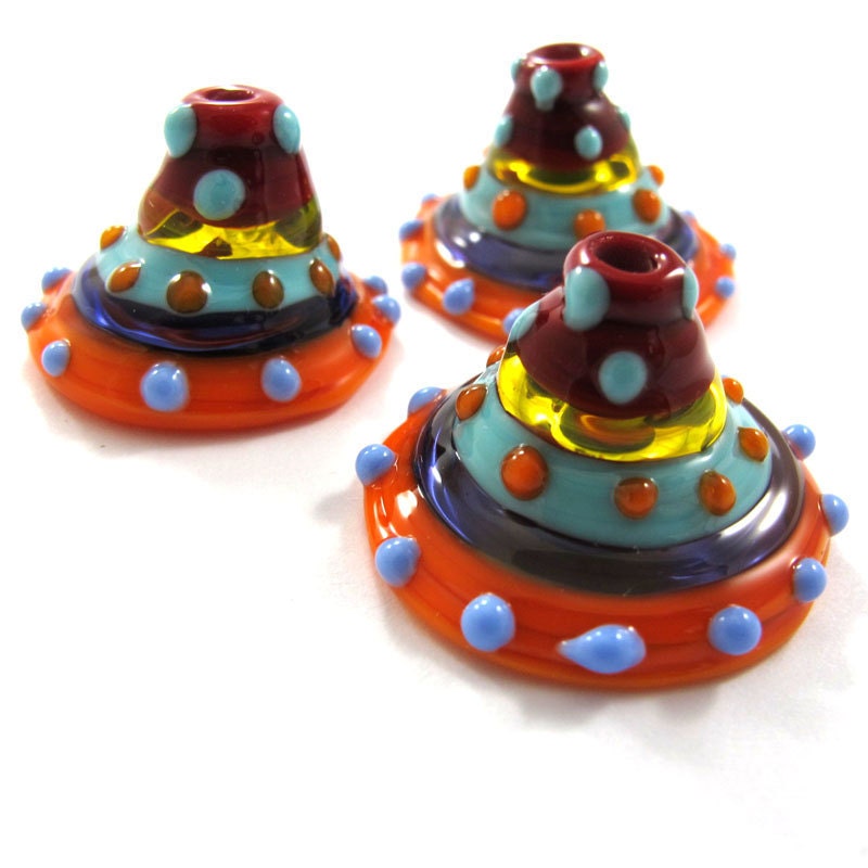 Lampwork beads glass set, Lampwork Beads set, lampwork beads - Ethnic Bells (3) SRA