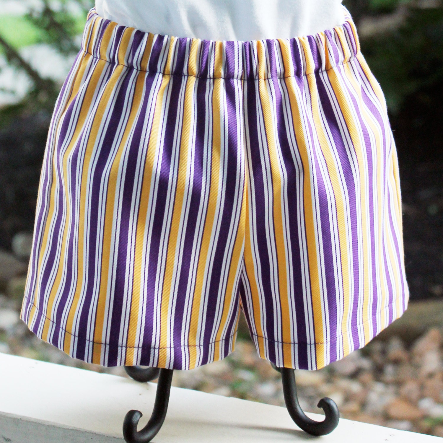3m to 8 yrs LSU Tiger spirit wear elastic shorts for the boys by Silly Nilly Designs