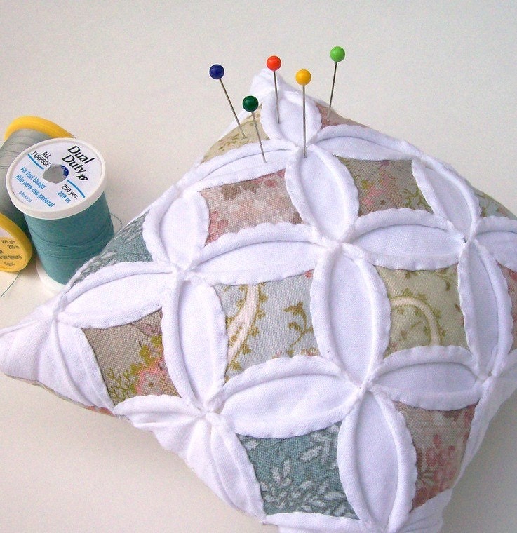Miniature Cathedral Window Pillow Pincushion - 5 Inches Square