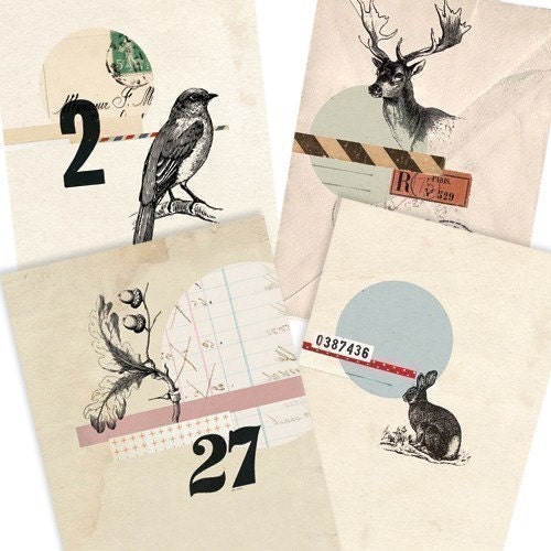 Vintage Forest- Digital PDF ACEO Tags for Download and Print