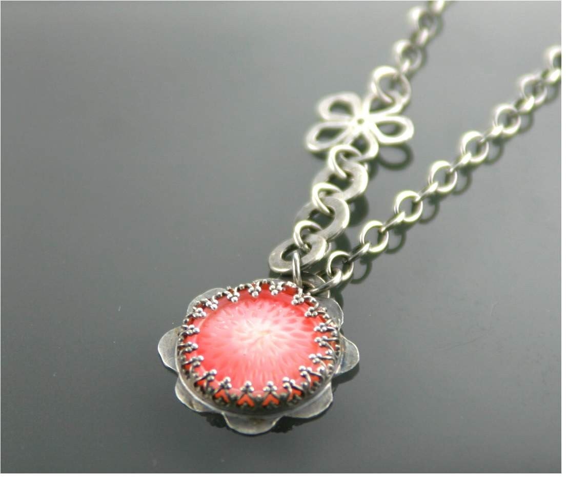 CLEARANCE - Heirloom Necklace - oxidized sterling silver, vintage button