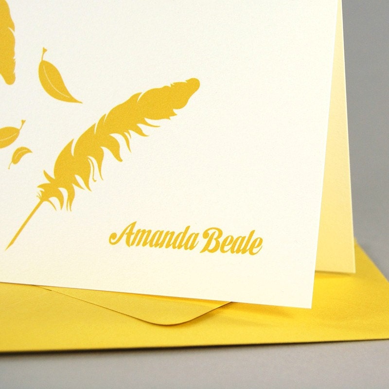 Feather Custom Personalized Stationery / Personalized Stationary Set of 16