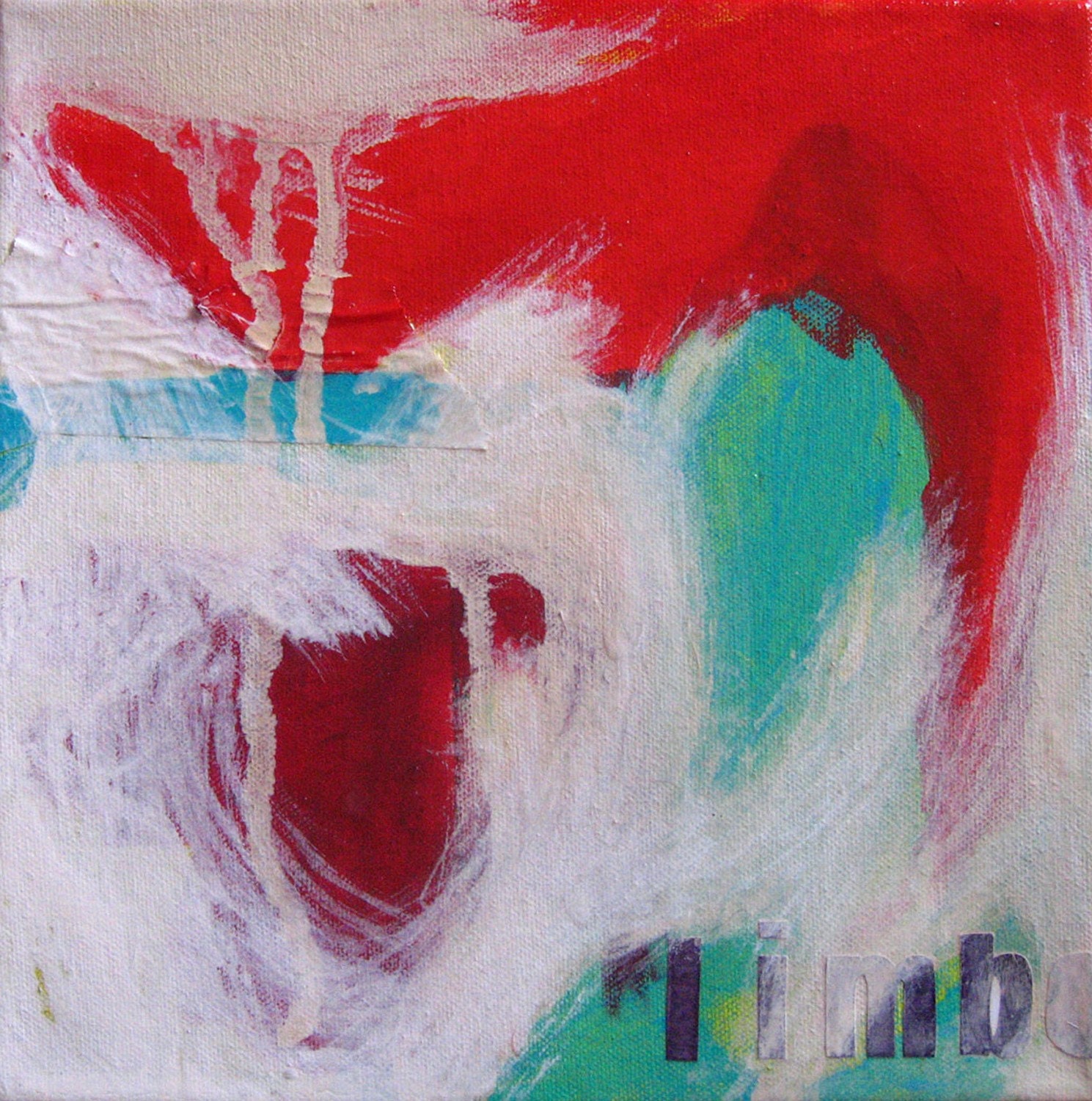 limbo, 10x10 fine art print in red, teal and white