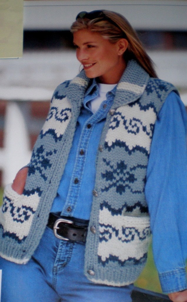 COWICHAN Sweater Knitting Pattern VEST Adult from Raincoaststudio on Etsy