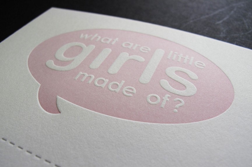 Set of 8 Girl Fill In Announcement Invites Letterpress