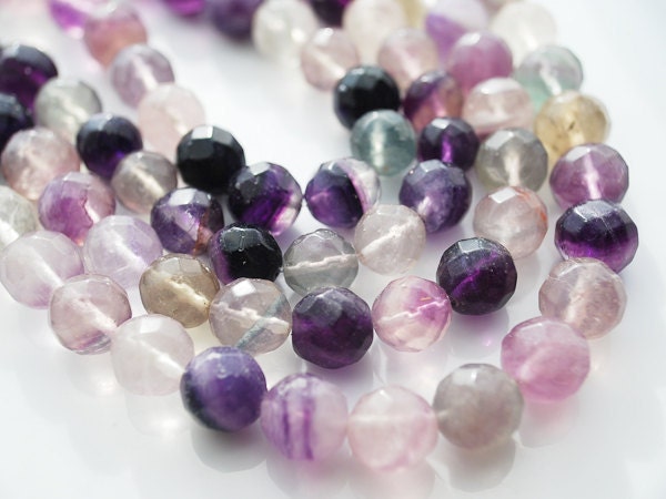 Half Strand, BIG Rainbow Fluorite Faceted Round Beads, 10-11 MM