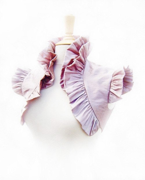 Pink Carina Bolero - Dusky Rose Ruffled Silk Carina Wedding Bolero Shrug