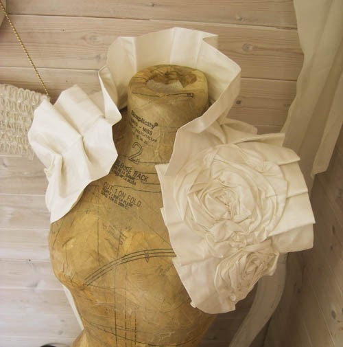 Reserved IVORY Corsaged Silk Wrap