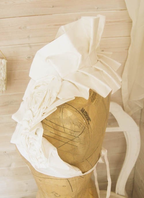 Reserved IVORY Corsaged Silk Wrap