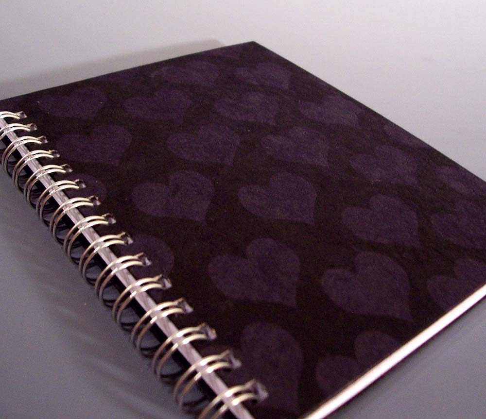 Black-on-Black Hearts Spiral Notebook - Ecofriendly