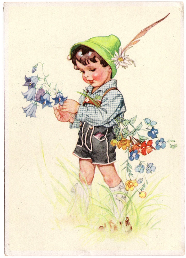 spring vintage postcard