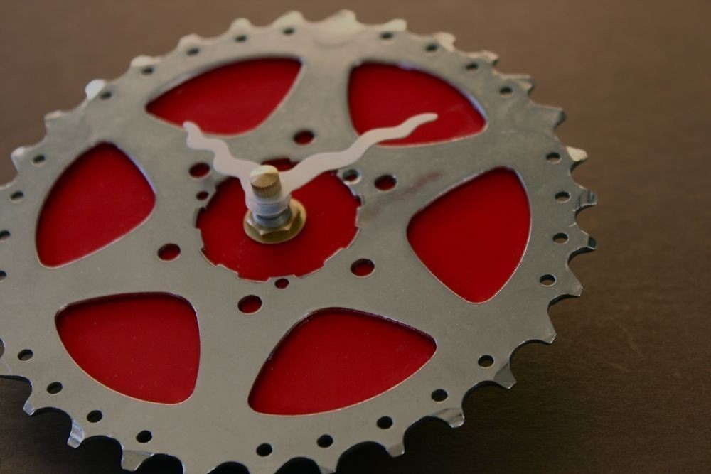 bicycle clock - cherry red
