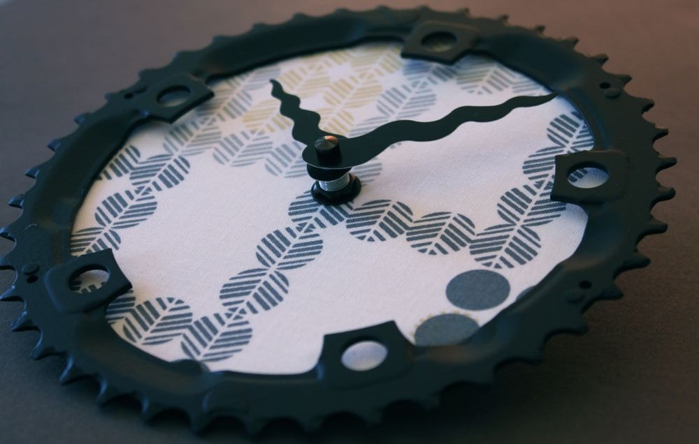bicycle clock - geometrical gray and yellow