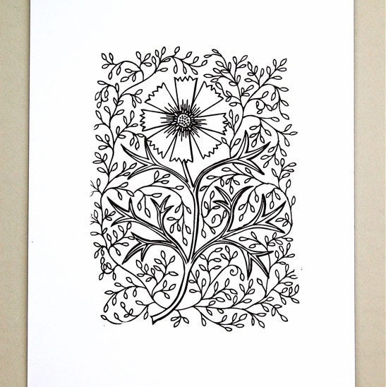 Filigree Gocco print. Black on White card