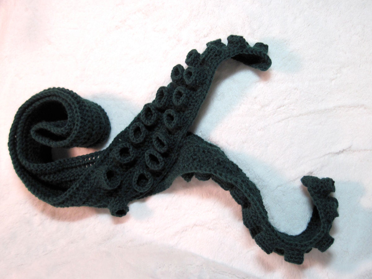 RESERVED - Tentacle Scarf in Hunter Green Wool