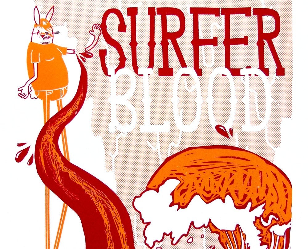 Surfer Blood poster - hand pulled screenprint