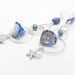 blue earrings, nautical earrings, dangle earrings, long earrings, starfish charms, trumpet flower earrings, sterling silver, resort earrings