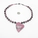 gemstone necklace carved heart pendant sterling silver necklace rhodonite necklace pink stone necklace boho necklace gift for bride CIJ