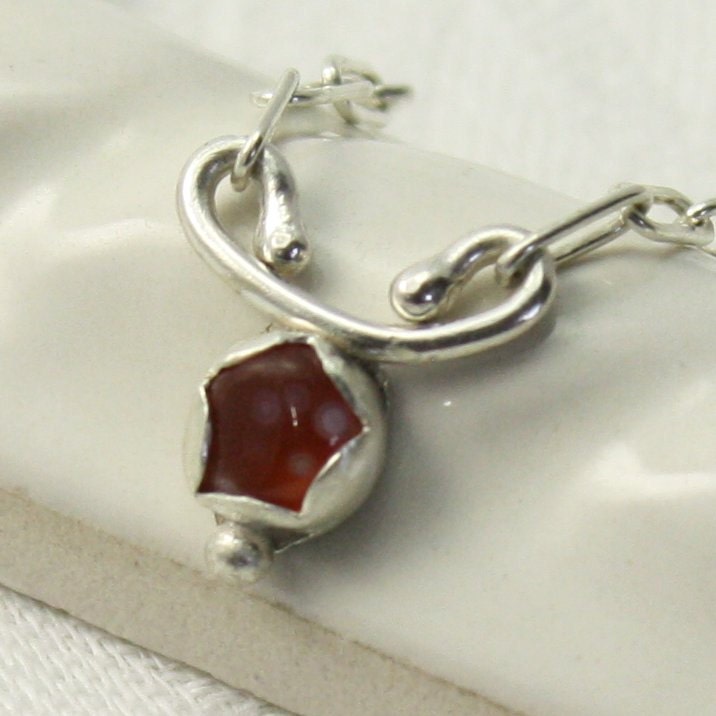 Tiny Agate Necklace in Sterling, Fine Silver, and Agate