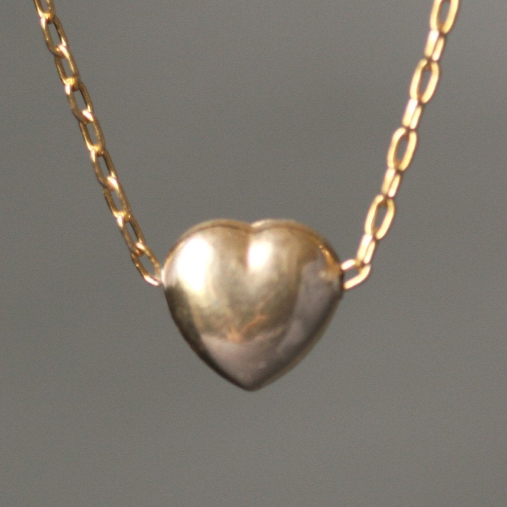 Hollow Heart Necklace in Gold Fill