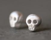 Baby Skull Earrings in Sterling Silver