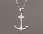 Anchor Necklace in Sterling Silver with Diamond