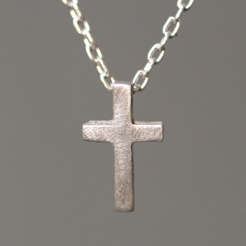 Tiny Cross Necklace in Sterling Silver