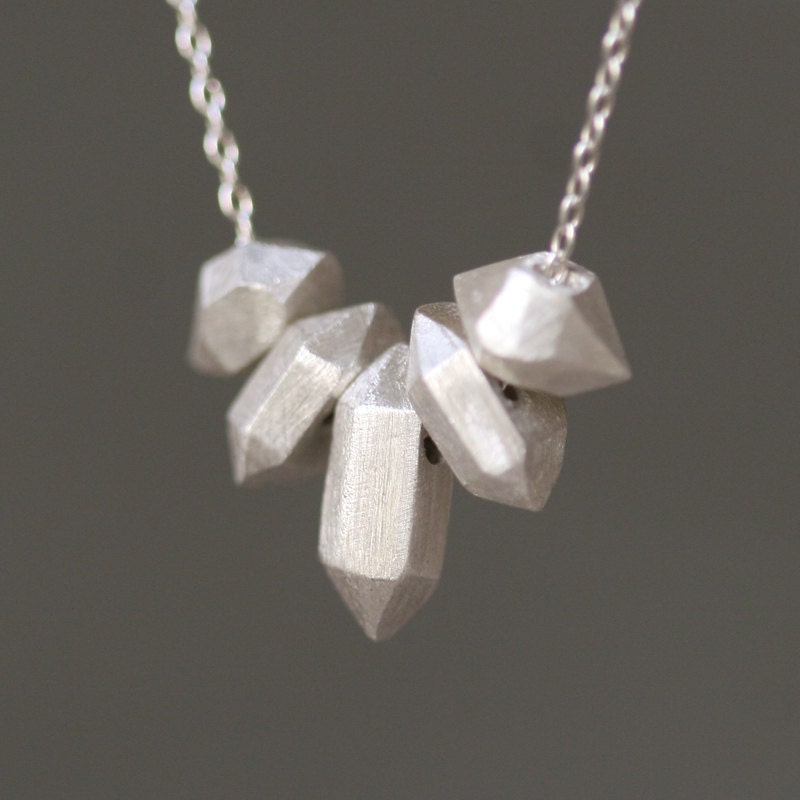 5 Nugget Necklace in Sterling Silver