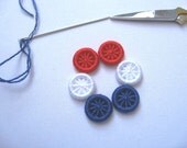 Wave the Flag - Buttons Handmade - Dorset Cross Wheel Buttons - Red, White and Blue - Set of 6