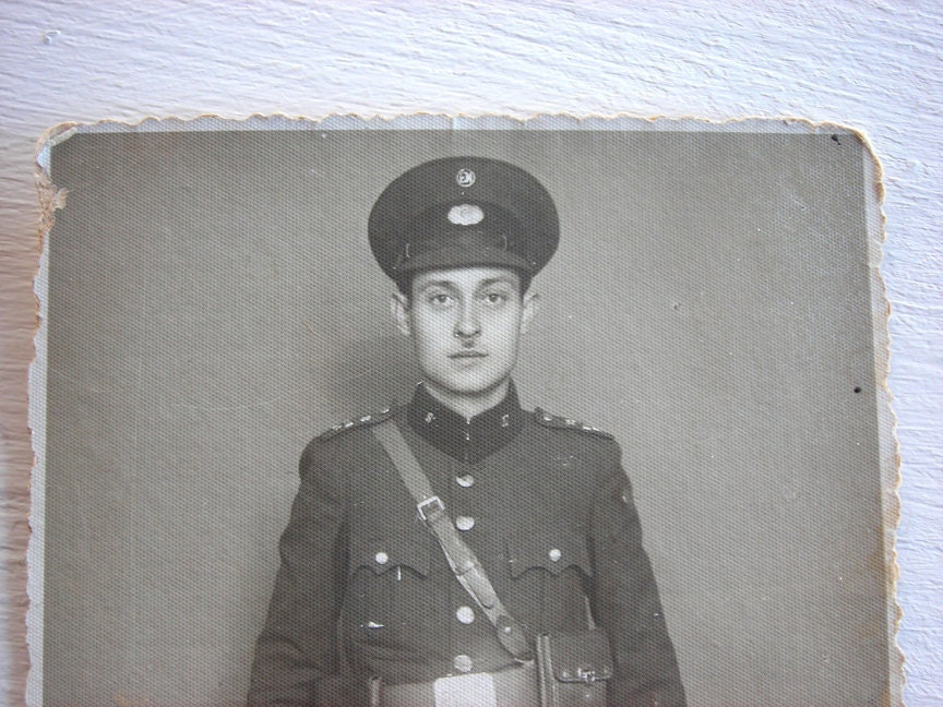 Antique Photo Postcard - 1939 Italian Soldier Black and White Portrait