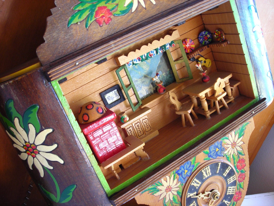 Vintage German Clock Diorama Music Box by NorthernScoutVintage