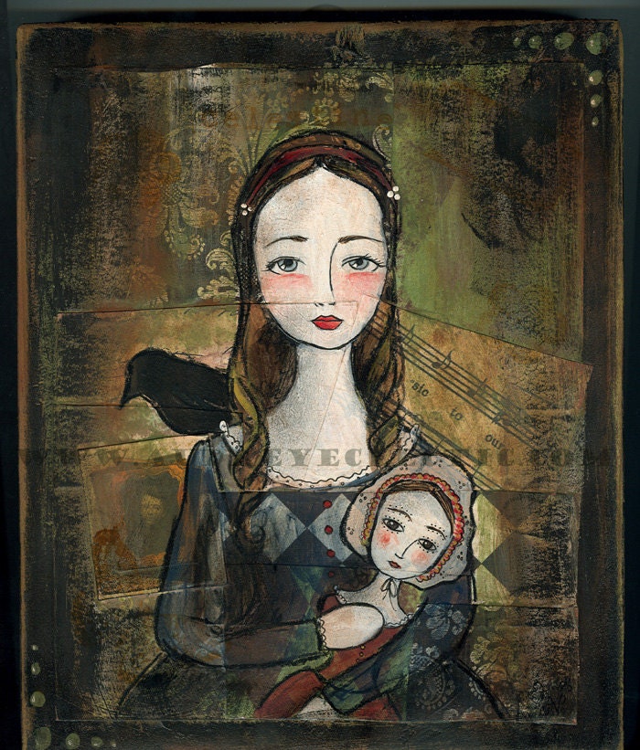 PRINT Celestine folk art girl