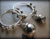 Gold Pyrite Hoop Earrings Pyrite Fools Gold Bronze Metallic Sterling Silver Gift Birhdtay Wife Girlfriend Daughter Sister Best Friend Cousin