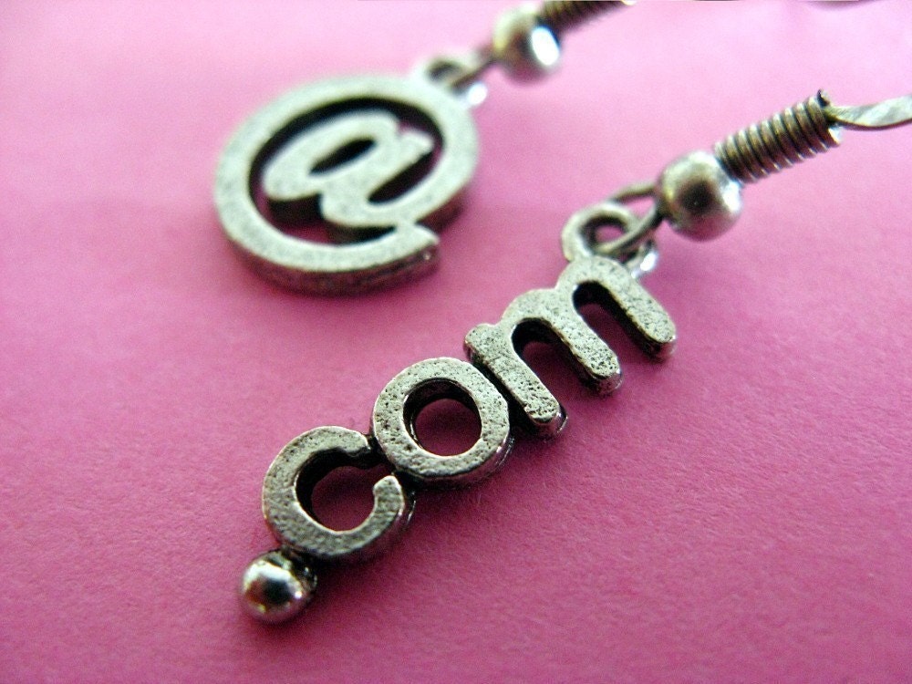 At Geek Dot Com Earrings - Asymetrical Nerdy Internet Earrings