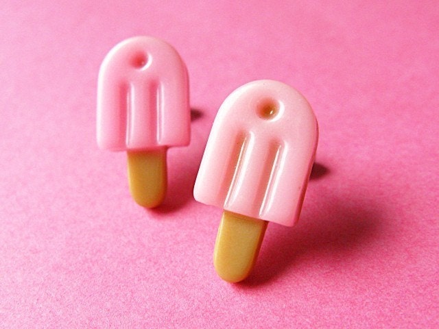 Pink Popsicle Ear Posts - Kawaii Stud Earrings