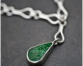 Green Uvarovite Druzy and Sterling Silver Necklace