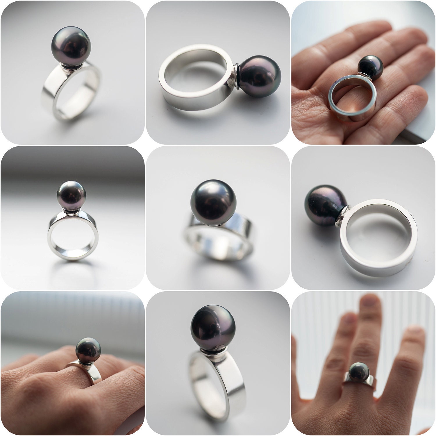 Tahitian Black Pearl Ring - Gigantic