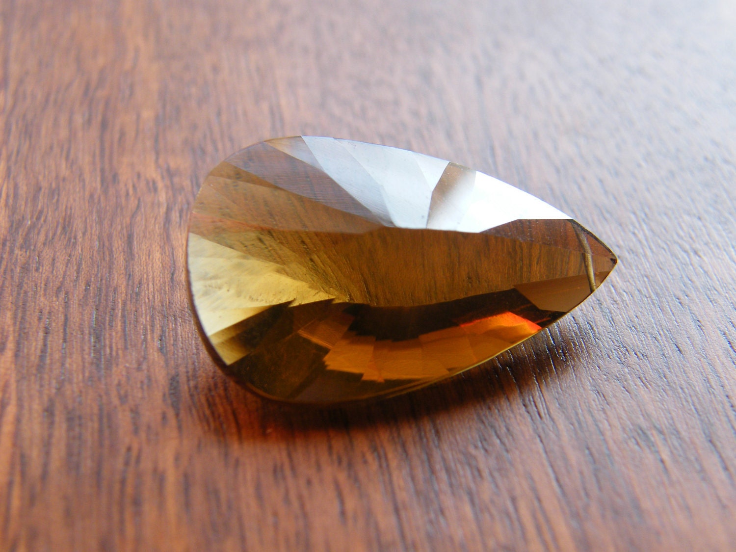AAA TOP GRADE-Whisky Topaz, special faceted pear briolette 30mm X 19mm (1 bead)