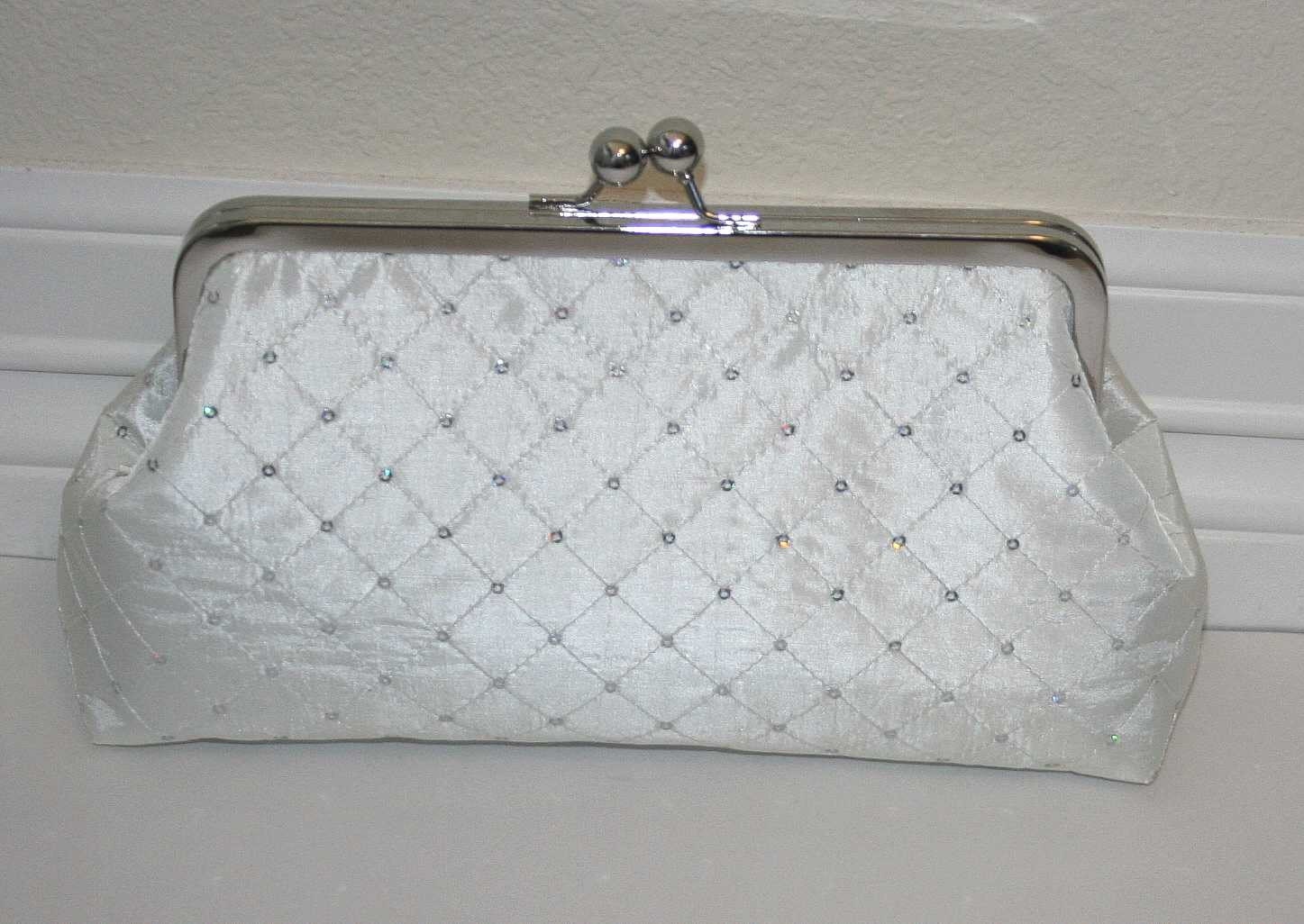 Ivory Sequined Taffeta Bridal Clutch