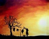 Bringing in the Last of the Wash... Contemporary Modern Art Tree Print by HD Greer