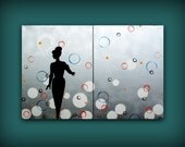 Large Original Art Painting...Beehive Sophistication...HUGE Abstract Contemporary Modern Art Diptych Metallic Painting by HD Greer