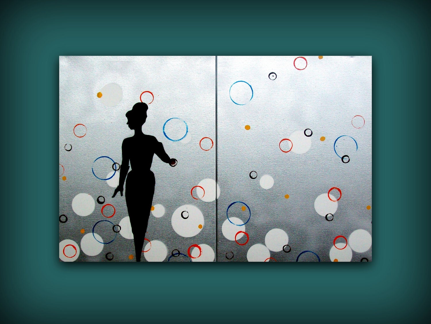 Large Original Art Painting...Beehive Sophistication...HUGE Abstract Contemporary Modern Art Diptych Metallic Painting by HD Greer