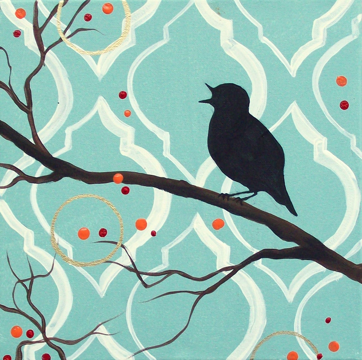 Original Bird Painting.......Abstract Contemporary Modern Art Diptych by HD Greer
