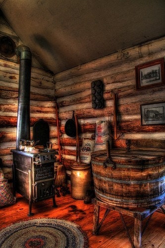 Inside an Old Log Cabin 8x12 Fine Art - Home Decor