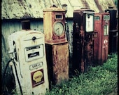 Old Gas Pumps Fine Art Photograph 8x8, shell gasoline- Home Decor