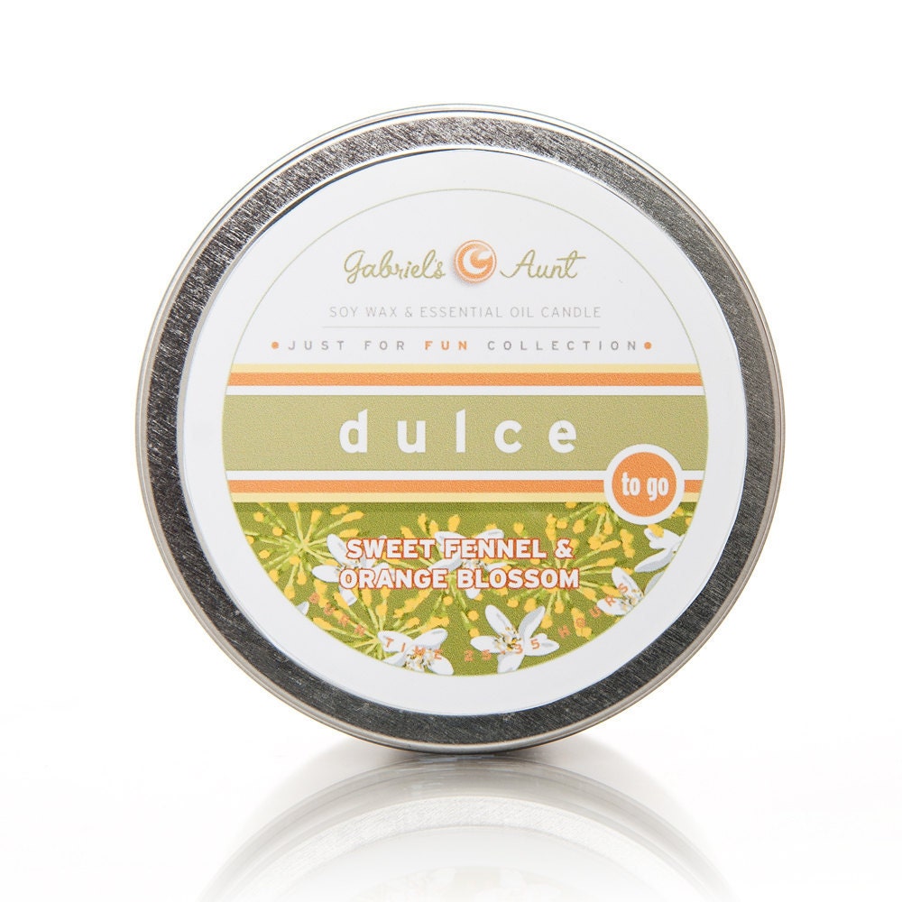 NEW Dulce Sweet Fennel and Orange Blossom 35 hour Burn Time Travel Tin Non Toxic Eco Friendly Natural