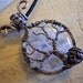 Tree of Life Pendant Quartz and Green Amethyst Prasiolite Wrapped in Hammered Stamped Oxidized Copper Wire