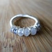 Moonstone and Blue Mystic Quartz Wire Wrapped in Non Tarnish Silver Wire Ring Size 4