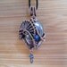 Mirror Black Hematite Tumbled Stone Pendant with Apatite beads Wire Wrapped in Oxidized Copper