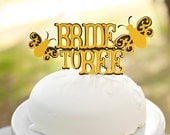 Bride to Bee Bridal Shower Cake Topper Black and Yellow